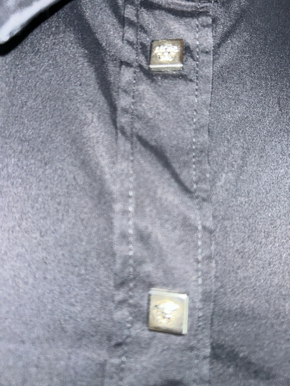 Versace Black Button-Up Shirt with Square Buttons - Picture 2 of 7